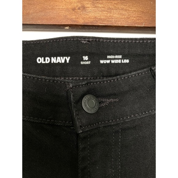 Old Navy Wow Wide Leg Jeans Womens 16 Short Black High Rise Stretch Goth Grunge - Picture 3 of 9